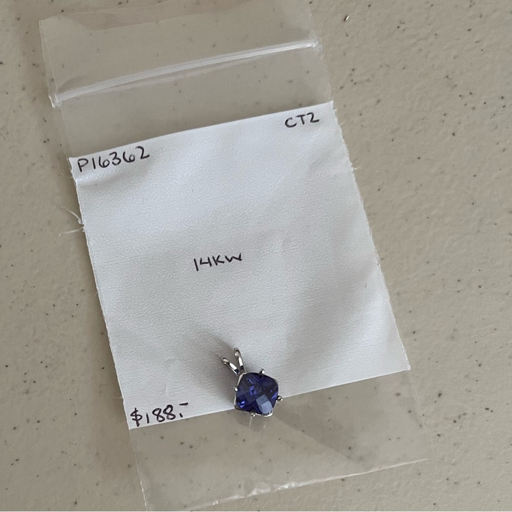 New 14k White Gold Tanzanite Pendant $188
